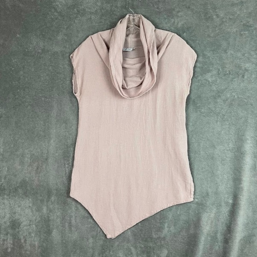Oh my Gauze Tunic Shirt Womens S/M Pink Cowl Neck Beachy Lightweight Resort